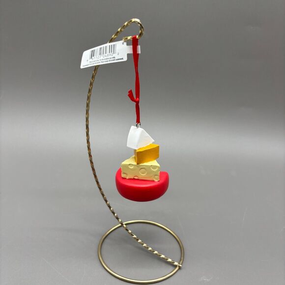 Hallmark Christmas Ornament Stack of Cheese Wheel Swiss Cheddar Brie Foodie Gift - Picture 2 of 8